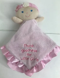 Baby Blankey Security Lovey Thank Goodness For Little Girls Pink Crinkle - Picture 1 of 7