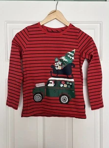 Joules Long Sleeve Tshirt Christmas Santa Truck Stripe Size 10 - Picture 1 of 7