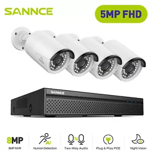 SANNCE 4K 8CH NVR 5MP PoE Security Camera Home CCTV System Two Way Audio - Picture 1 of 12
