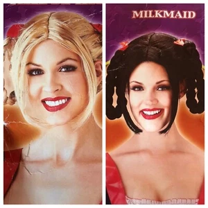 Milkmaid Adult Braided Ponytails Black Costume Wig Halloween - Picture 1 of 3