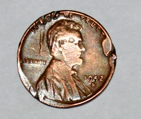 1952 S Lincoln Wheat Cent Multi Errors Brockage Strike Through Cud Sideways N Cover