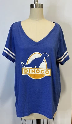 Disney Parks Pixar Cars Land Dinoco Womens V-neck T shirt Blue 1X - Image 1 of 4