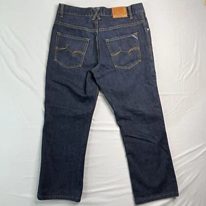 Vtg LRG Grass Roots Jeans Mens 32x25* Hemmed Dark Blue Strait Fit Skater Y2K - Picture 1 of 17