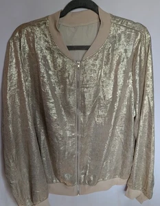 Metallic Gold Jacket with Zip Closure,  Lightweight, No Sizing, Guess Large/ Med - Picture 1 of 7