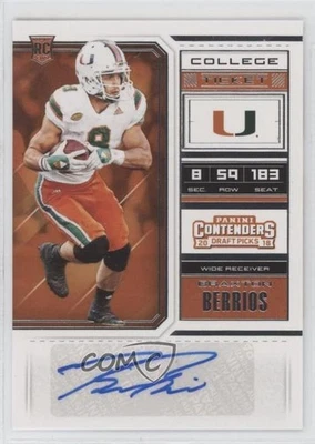 2018 Panini Contenders Draft Picks College Ticket Braxton Berrios Rookie Auto RC - Image 1 of 2