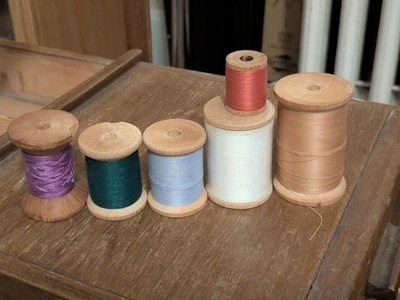 Vintage Unbranded Cotton Thread Spools Antique Vintage Lot Of 6 - Image 1 of 4
