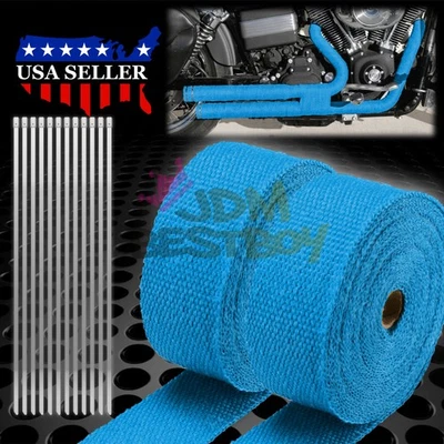 Cinta térmica de aislamiento de cabezal colector envolvente térmica de escape azul de 2 rollos de 2" 50 pies Foto 1 de 4