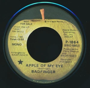Beatles VINTAGE 1973 US BADFINGER 'APPLE OF MY EYE' PROMOTIONAL ISSUE 45 N MINT! - Picture 1 of 3