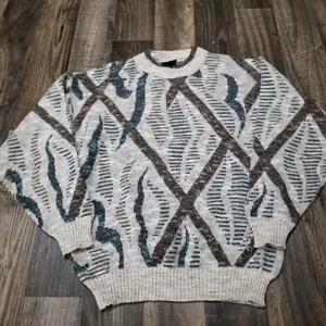 Vintage Colore Patterned Wool Blend Pullover Sweater Made In Italy Adult Medium - Picture 1 of 9
