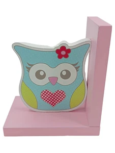HANSON Buchstütze Eule Pink Holz Charmant Kinderzimmer Deko 15 cm - Bild 1 von 3