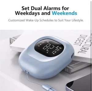 Bed Shaker Alarm Clock for Heavy Sleepers Vibrating Battery Powered Under Pillow - Picture 1 of 14