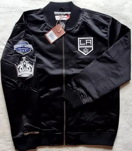 Los Angeles Kings Mitchell & Ness Lightweight Satin Bomber Jacket Sz Large 👑 - Picture 1 of 18