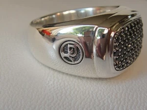 $1450 DAVID YURMAN SILVER MENS WIDE BLACK DIAMOND RING - Picture 1 of 4