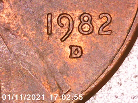 1982 D Mint Lincoln Memorial Penny Small Date 1982 Cover