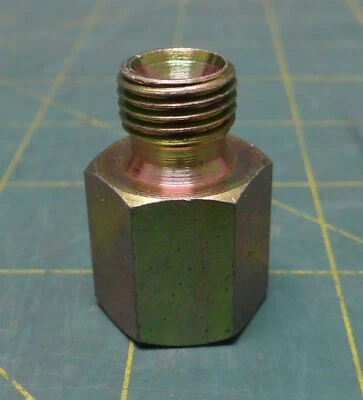 3/8" Female SAE X 1/2" Male SAE Yellow Zinc Plated Steel Pipe Reducer Adapter - Image 1 of 4