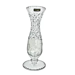 Irena Clear Diamond Cut Etched Lead Crystal Flower Bud Vase Poland Hand Cut 24% - Picture 1 of 7