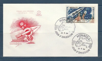 MONACO enveloppe 1er jour  exposition philatélique Philatec  Fusée   1964 - Photo 1/2