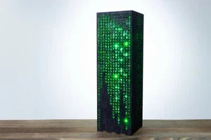 Green Code lamp | Green Hieroglyphs Numbers Vertical Lines | Cyberpunk lamp - Picture 1 of 7