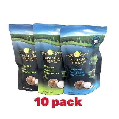 10 unidades Macadamia Happy Nut Vainilla/Asado/Sal/Coco/Miel/Canela 225 g NUEVO Foto 1 de 4