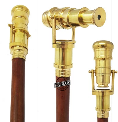 Bastón telescópico de latón bastón de madera victoriano mejor regalo para papá mamá Foto 1 de 4