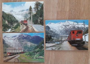 3 Ansichtskarten Eisenbahn Schweiz, Furka-Oberalp-Bahn 1980 Rhonegletscher - Bild 1 von 2