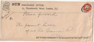 1890er Jahre? SONNENVERSICHERUNG WERBUNG GANZSACHE ENV EC/F LONDON GESPERRT GESTEMPELT - Bild 1 von 2