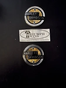 HarleyTank Emblem Set 1958 FL Models NEW NOS Part # 61773-58 Gold Black - Picture 1 of 2