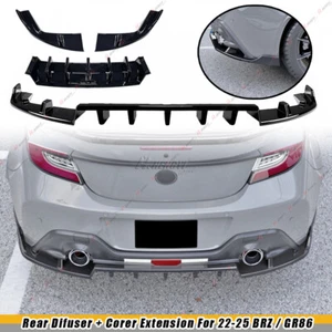 FOR 2022-25 SUBARU BRZ TOYOTA GR86 JDM GT STYLE GLOSSY BLACK ABS REAR DIFFUSER - Picture 1 of 8