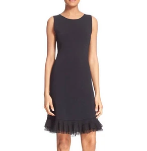 $335 NWT Theory TORYLEVINA Lustrate Ruffle Hem  A-line Black Dress sz M - Picture 1 of 9