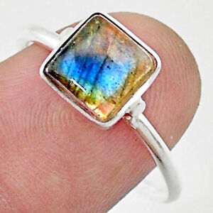 Summer Sale 2.30cts Natural Labradorite Solitaire Ring Jewelry Size 8 U42586