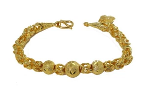 Lovely Byzantine Mix Beads Charm Bracelet 6.75" 6mm 24K Gold GP Thai Made GT53 - Picture 1 of 4