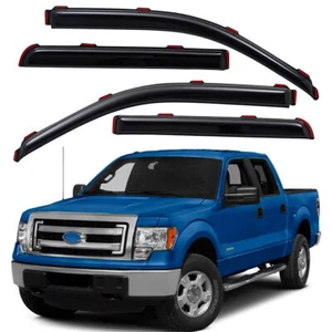 In-Channel Window Vent Visor Sun Rain Guards For 2009-2014 Ford F-150 Super Crew - Picture 1 of 13