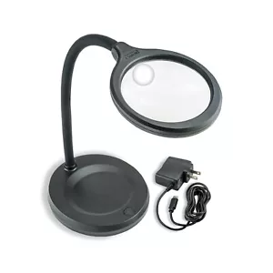 2X Lupa de escritorio con soporte flexible de cuello de ganso iluminada por LED - Imagen 1 de 3