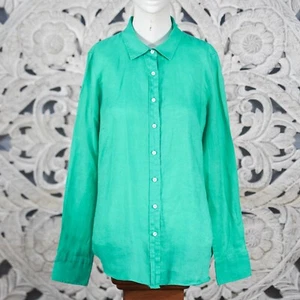 J.Crew Perfect Shirt Women’s Size 6 Green 100% Linen Button-up Summer Light - Picture 1 of 9