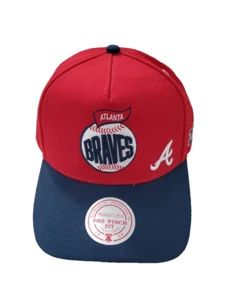 Atlanta Braves Hat Red Pro Pinch Mitchell & Ness X Topps Snapback W/ Pin - Picture 1 of 5