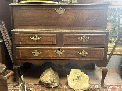 Precioso cofre manta cofre mula madera roble georgiano antiguo Foto 1 de 4