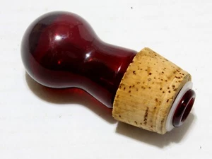 Genie Bottle Decanter Stopper Only Empoli Glass Red Ball W/Cork 3.5" Vintage - Picture 1 of 4