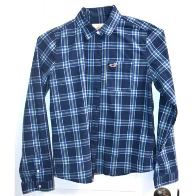 Camisa informal Hollister a cuadros con botones para niños talla mediana Foto 1 de 3