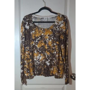 Cato Women's Yellow and Brown Floral Sweater 18/20W - Picture 1 of 3