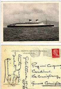 PIROSCAFO CONTE SAVOIA GENOVA NEW YORK-Cartolina viaggiata 1936 - Bild 1 von 1