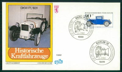 GERMANY FDC 1982 HISTORICAL CARS OLDTIMER DKW F1 ff47 - Image 1 of 2