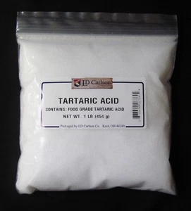 FOOD GRADE TARTARIC ACID 1 LB FRESH FACTORY PACKED TARTARIC FOR WINE MAKING - Picture 1 of 6