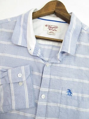 Camisa masculina Penguin Munsingwear XXL 2X azul herança slim fit botão frontal masculina - Imagem 1 de 4