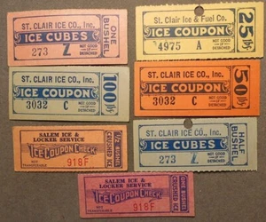 B849 Boletos de 7 Ice de dos compañías, todas las denominaciones diferentes, 1/2 bushel, 1 - Imagen 1 de 1