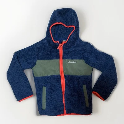 Chaqueta Eddie Bauer Niños Talla XS 5/6 Azul Sherpa Con Capucha Cremallera Completa Suave Cálido Vellón Foto 1 de 4