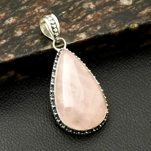 Rose Quartz Gemstone Ethnic Handmade Pendant Jewelry For Christmas 2.2" AP-19102 - Picture 1 of 1