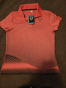 New! Women's Quick Dry Golf Or Sport Polo Shirt Size Small Bright Pink And Black - Picture 1 of 9