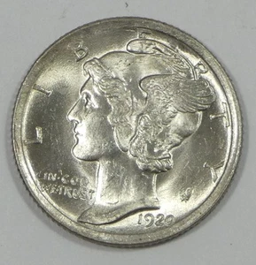 Moneda de diez centavos Mercury 1920 bonita brillante sin circular plata 10c ~ bandas completas - Imagen 1 de 4