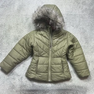 Columbia Katelyn Crest Quilted Faux Fur Winter Jacket Girls XXS 4/5 Green Coat - Picture 1 of 15