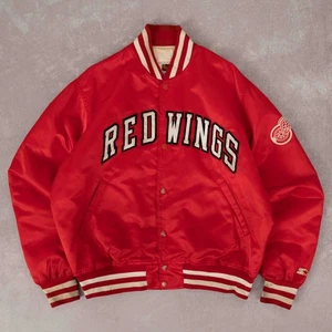 Giacca Bomber Starter Vintage anni 90 Nhl Red Wings L Made in USA Uomo Hockey - Foto 1 di 7
